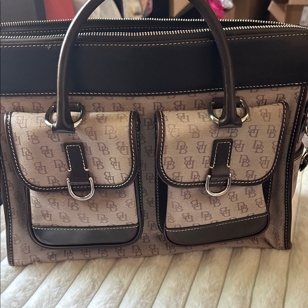 Dooney & Bourke Brown and Cream Signature Satchel